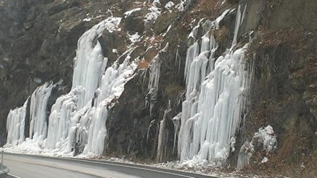 Ice by the roadside